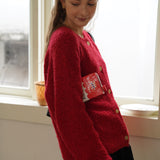 Round Neck 70% Mohair Cardigan (Red)