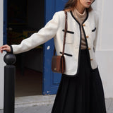 Button-Up Contrast Trim Jacket (White)