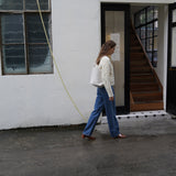 Whiskered Long Wide Jeans