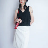 Side Zip A-Line Skirt (White)