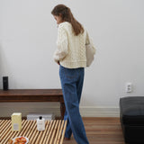 Whiskered Long Wide Jeans