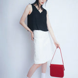 Side Zip A-Line Skirt (White)