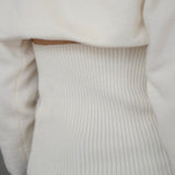 Cutout Shoulder Cropped Knit Top (White)