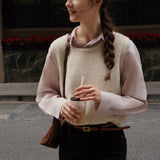 Round Neck Knit Vest (White)