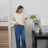 Whiskered Long Wide Jeans